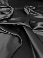 SPECIAL PRICE Coal Black Silk Charmeuse | Remnant 69″ (1.9 yards) / 55″ Wide