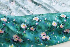 Soft Viscose Fabric 55” Wide By Yard Green Painting Dress Material Rayon Cotton