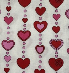 Fat 8 Scrap 9×22 “Try Me” Valentine Fabric “Love Me Do” Beaded Hearts on White