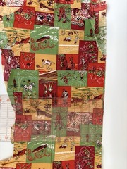 Vintage 1940s Adventure Sports & Western Print Cheater Quilt Fabric – 2 Remnants