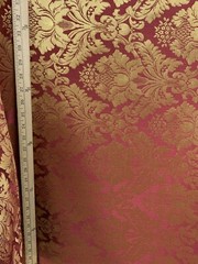 BURGUNDY GOLD Damask Jacquard Brocade Flower Floral Fabric (110 in.) Sold BTY
