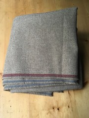 Vintage Heavy Tweed Upholstery Fabric Linen Cotton Blend Striped Selvage 5.5 Yds