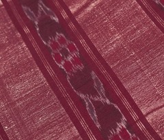 Sushila Vintage Pure Cotton Scrap Saree Hand Woven Ikat Sari 5 YD Remnant Fabric