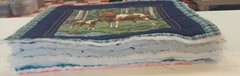 PRINTED PADDED PILLOWS TOPS or QUILT BLOCKS- 17″×17″ LOT OF (6) HORSES PUPPIES