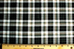 BTY*FACE MASKS* BLACK/TAN/GREY CHECK PLAID 100% COTTON FLANNEL FABRIC 43X36″