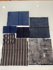 Vintage Japanese BORO Indigo Sashiko Denim Rag Patchwork Katazome Shabby Set A
