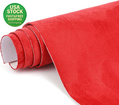Red Suede Fabric Wrap for Car Interior Stretchable 17X70 Inch Self-Adhesive