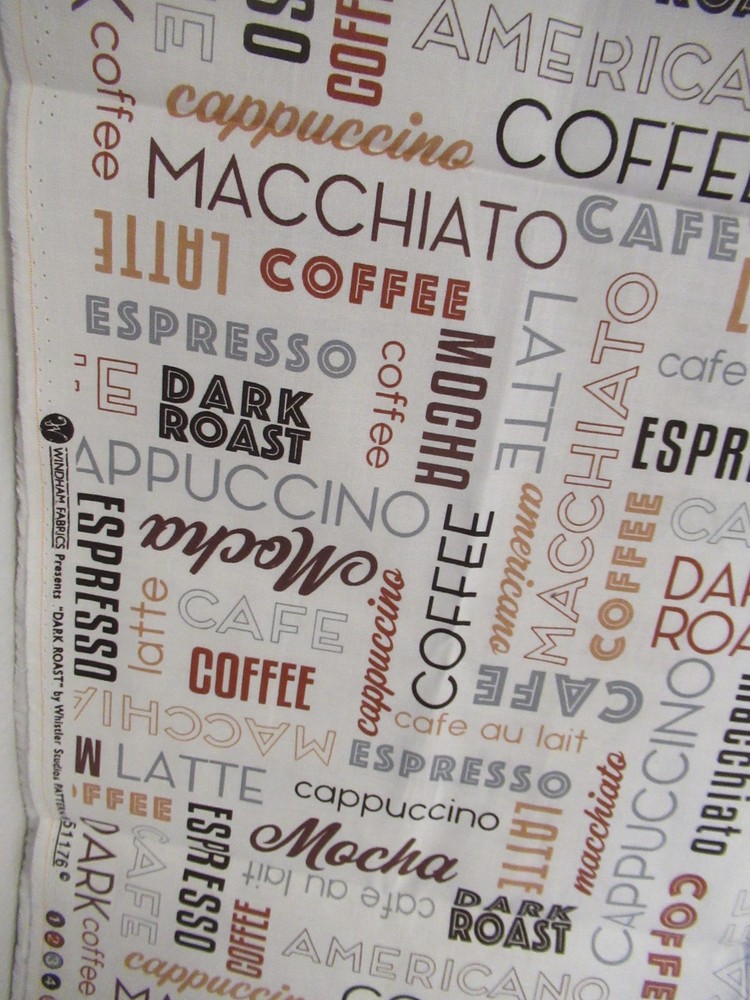 Whistler Studios Windham Fabrics Dark Roast COFFEE COTTON FABRIC 1Y2″X44″ NEW