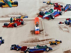 RARE! – VIP Cranston Print Works Race Car Fabric – 1 Yard 44″ x 36″ Cotton
