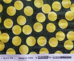 1/2 yd “SPORTS LIFE ” tennis ball fabric cotton print Robert Kaufman #19492