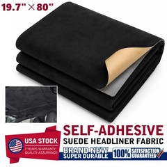 19.7″×80″ Black Suede Headliner w Adhwsive Backing For Car/Truck Roof Replace