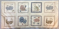 VTG Joan Kessler Cut & Sew Cotton Fabric 21″x 44.25″ Country Animals 8 Squares