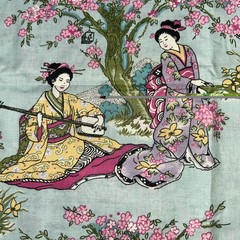 Geisha’s Asian Vintage Cotton Fabric 1/2 Yard (18 By 60”)