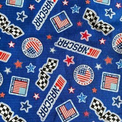 1 YD NASCAR Fabric Blue Cotton Print Camelot Cotton Print