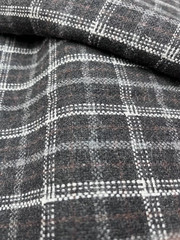 $26 for 2 Yards Real Wool Flannel Fabric -Plaids & Stitch on Black and Gray