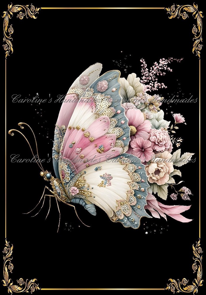 Pastel Butterfly Floral A Designer Cotton Fabric Quilt Block Multi-size