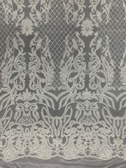Phoebe WHITE Sequins on Mesh Lace Fabric by the Yard – 10062