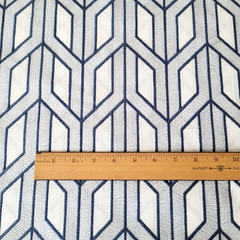 3 Yds Fabricut Lagunita Sky Fabric Upholstery Embroidered Geometric Blue White