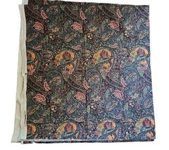 Vintage Black Paisley pinwale corduroy 2.5 Yds cotton fabric 58″ Wide