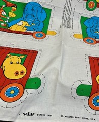 Vintage Cranston VIP “Circus Train” cut-and-sew fabric panel 44 X 35
