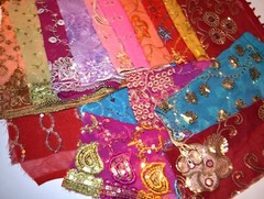10 Pack 12″ x12″  Vintage Dupatta Beaded,Fabrics,Embroidered Beaded swatches