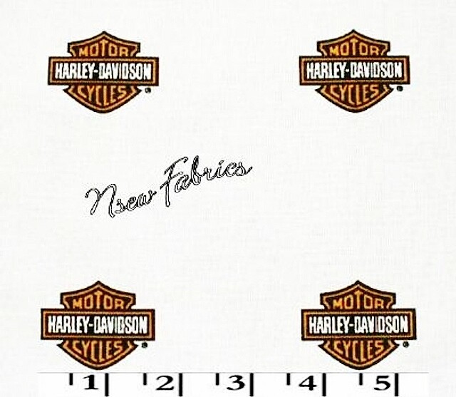 HARLEY DAVIDSON Fabric CLASSIC Logo Allover on White 18 x 18 Quilt Sewing Sm FQ