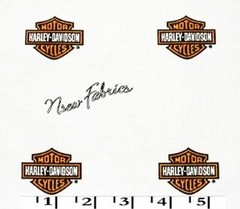 HARLEY DAVIDSON Fabric CLASSIC Logo Allover on White 18 x 18 Quilt Sewing Sm FQ