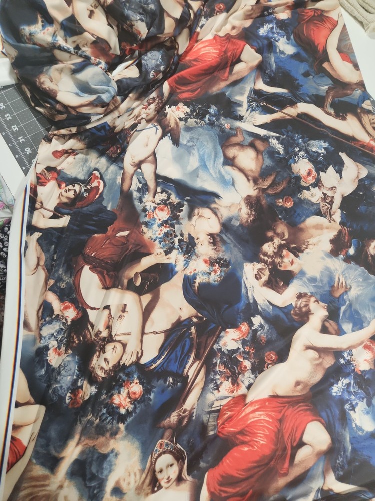 Angelic Fabric, 4 Yard Piece, Polyester Spandex Ity, Machine washable