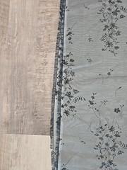 Vintage Unbranded Nylon Sheer/Semi Sheer Gray Floral Fabric 3.3yds