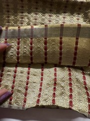 JACQUARD BROCADE FABRIC-saree blouse piece-BEIGE Golden 32″X29″ banarsi MAROON