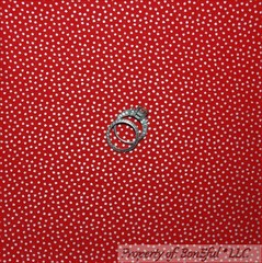 BonEful Fabric FQ Cotton Quilt Red Polka Dot Silver Metallic Xmas Holiday Calico