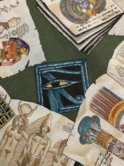 Vtg 1999 Alexander Henry Egyptian Fabric Documents History Scroll Pyramid 1 Yard