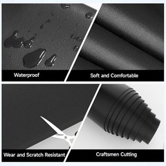 Black Marine Vinyl Fabric Faux Leather Upholstery Pleather 0.6mm Thick