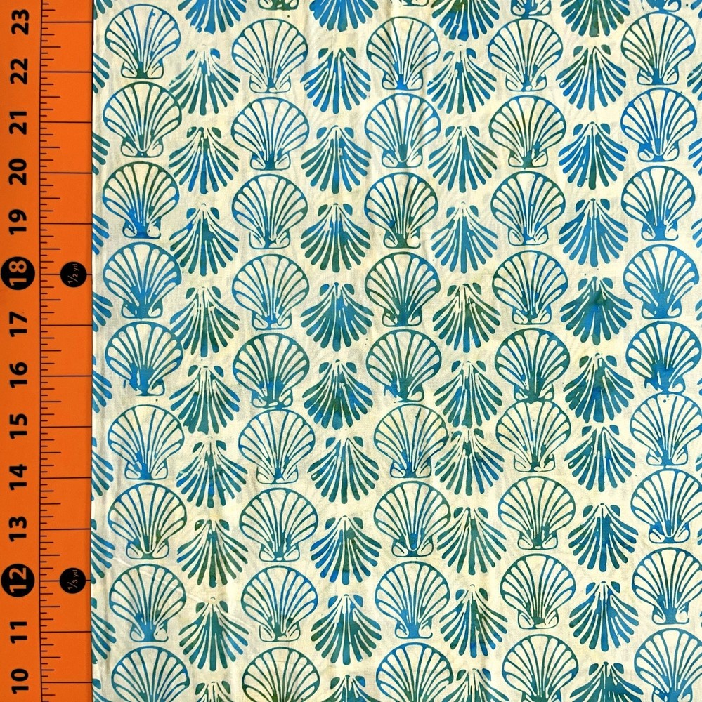 Island Batik Fabric | Calm Lagoon Seashell Blue Green | Cotton YARD