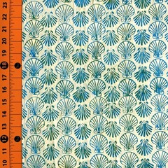 Island Batik Fabric | Calm Lagoon Seashell Blue Green | Cotton YARD