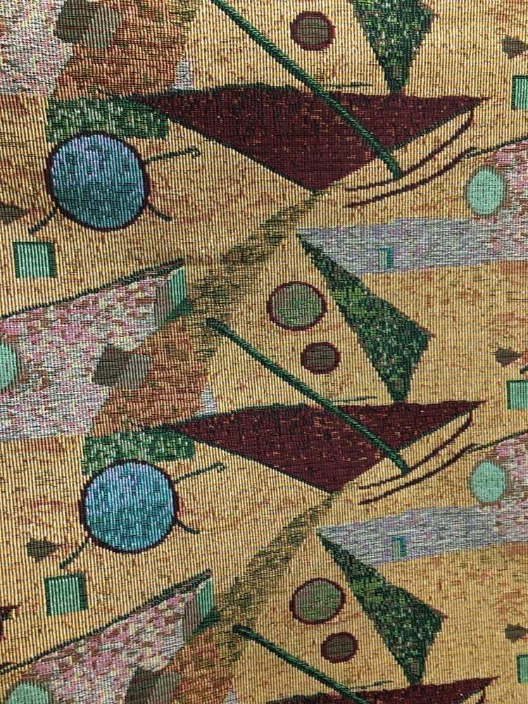 MULTICOLOR GEOMETRIC POLY COTTON UPHOLSTERY BROCADE FABRIC (54 in.) Sold BTY