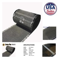 Carbon Fiber Fabric 5FT x 12 Inch 2×2 Twill Weave 3K 220g Industrial Sheet