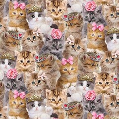 Cat Cats Kitten Princess Kittens Packed 3579 Timeless Durable Cotton Fabric