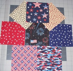 64 Patriotic USA Fabric 5″ Quilting Squares 100% Cotton Charm pack A