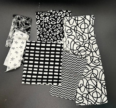 100% Cotton Black and White Prints Scrap Assortment Various Sizes