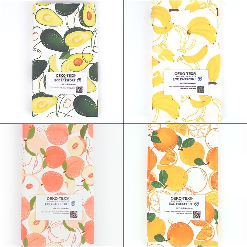 OEKO-TEX Fruits patterned Fabric made in Korea by the Half Yard