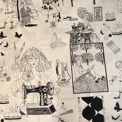 Alexander Henry A Ghastlie Craft Sewing Novelty Black & White Fabric 1.5 yards