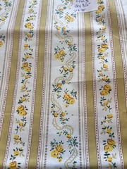 Vintage floral Yellow Striped Fabric 2-3 Yards