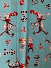 Dr Seuss Scrap 9″x 21” Cotton Fabric Fat eighth cat in the hat, fish