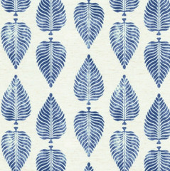 Botanical LEAF Pattern INK BLUE Drapery Pillow Cushion Upholstery Fabric BTY