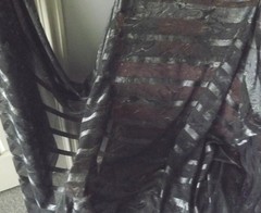 GREY SILVER MARBLED SATIN STRIPE CHIFFON, BORDER PRINT, FABRIC, SHEER, NEW, AUST