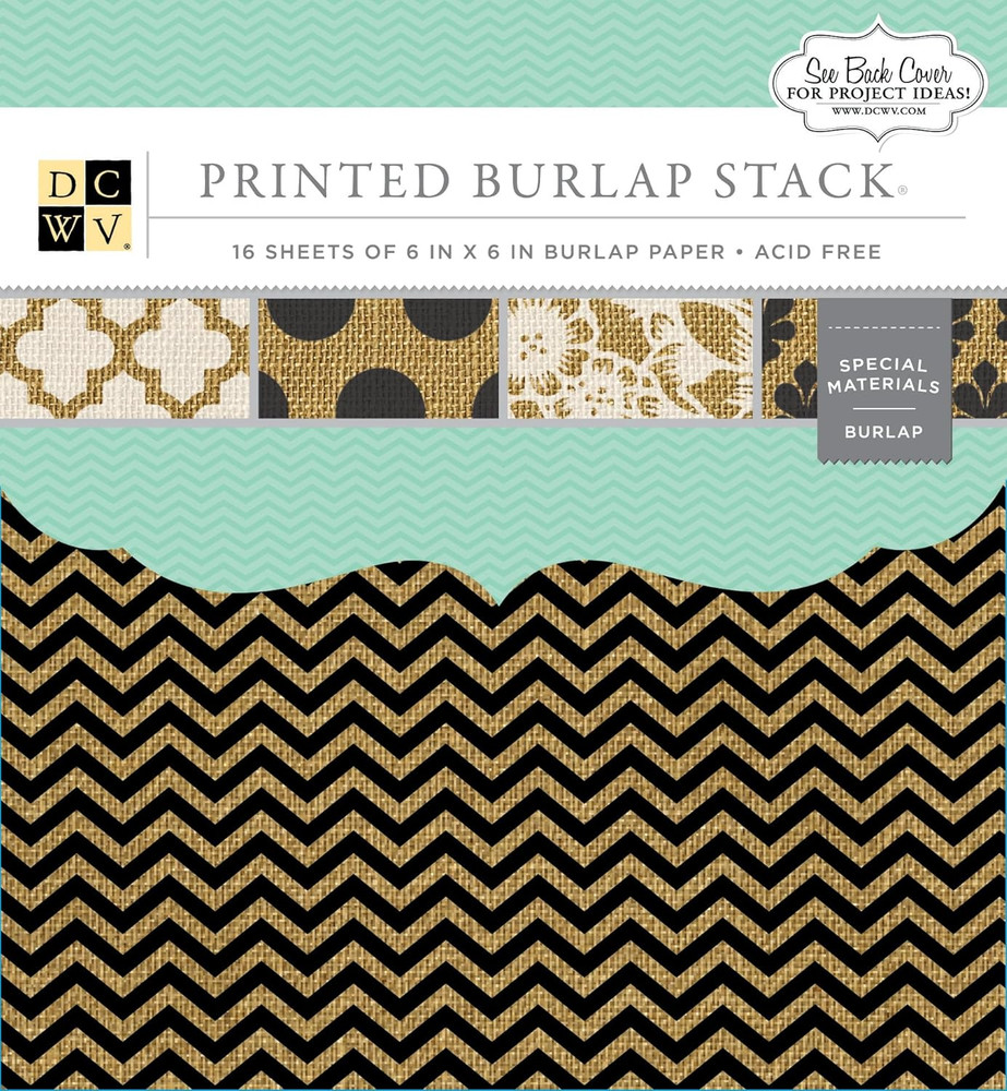 E American Crafts MS-019-00139 6 X 6 Inch Printed Burlap 16 Sheets Die Cuts with