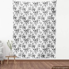 Ambesonne Black And White Fabric By The Yard Vintage Floral Pattern Victorian