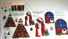 6 Cranston Christmas Jingle Bell Bear Applique Fabric Panels Lot Santa Tree Star