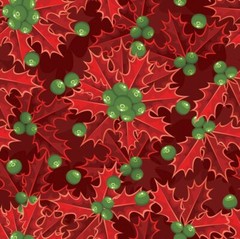 100% Cotton Fabric BTY 45″ Christmas Red Green Holly
